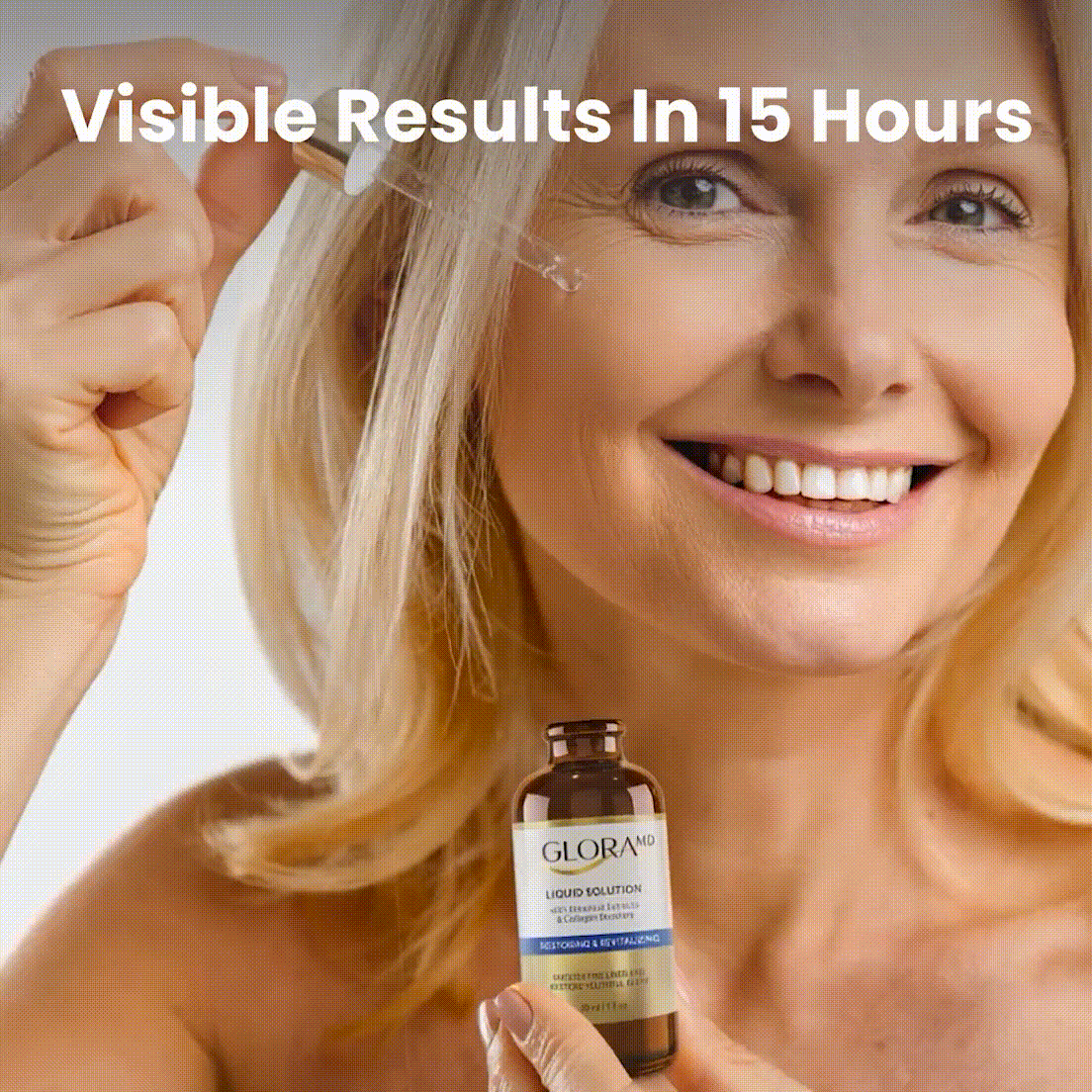 Woman applying GloraMD serum