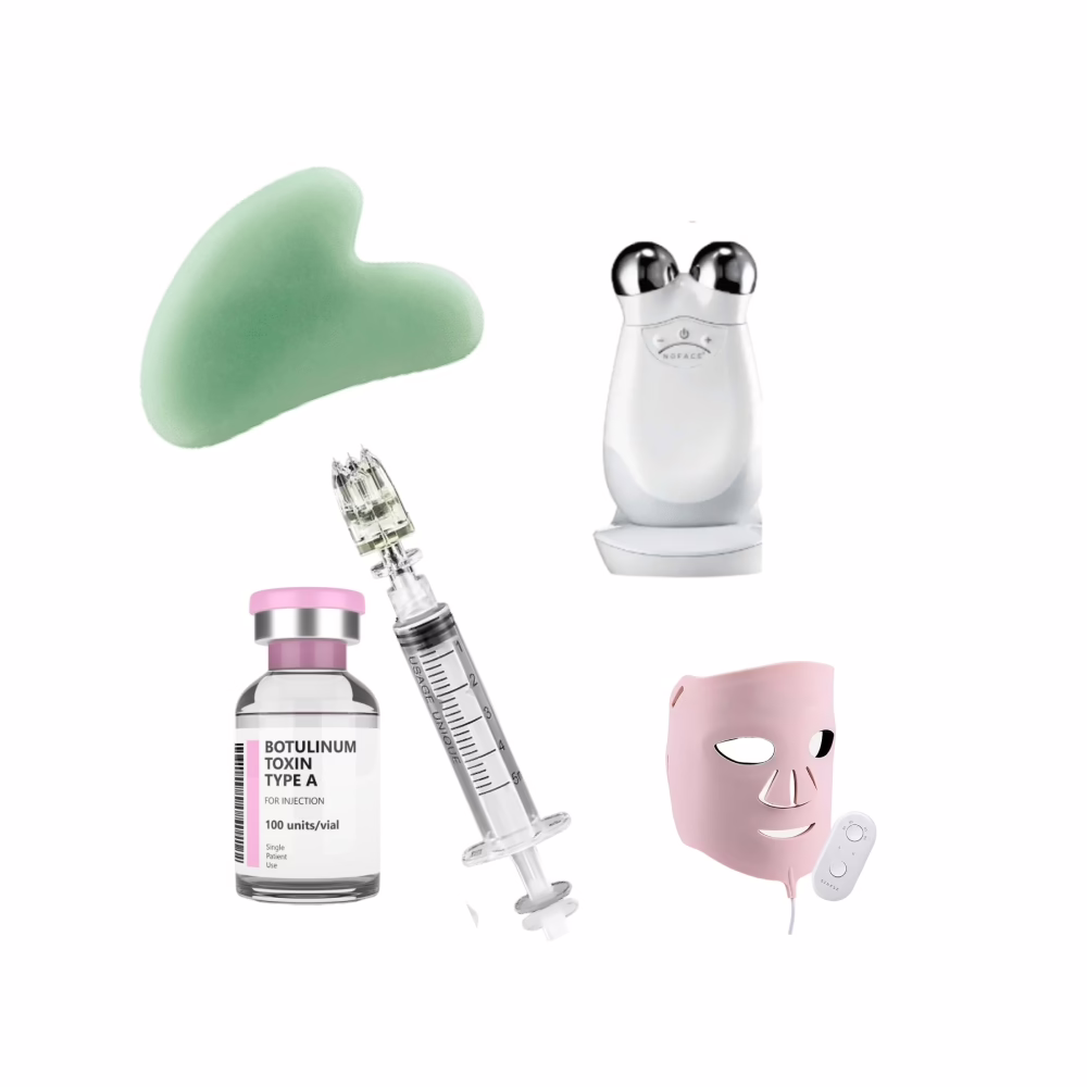Brand visual contrasting a topical skin-care routine with cosmetic procedures